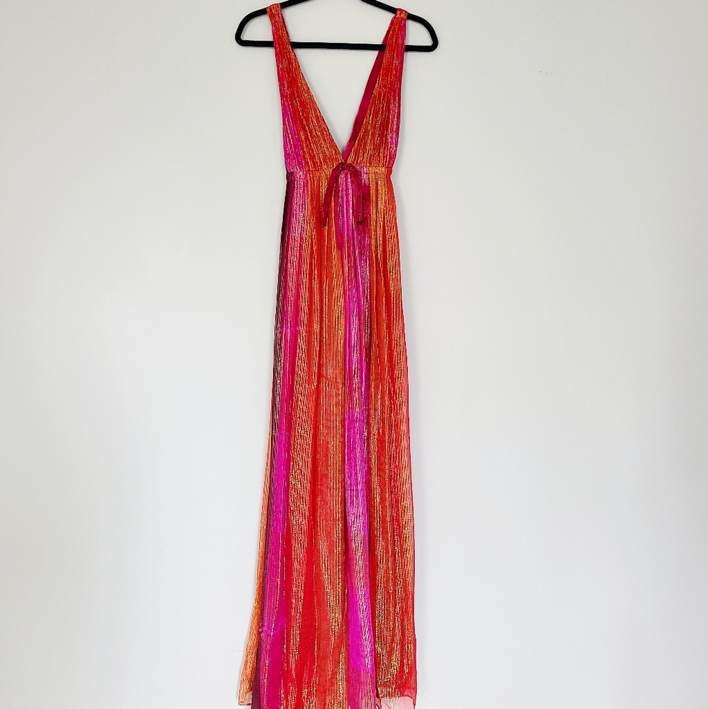 Alice + Olivia Metallic Orange Purple Dress S